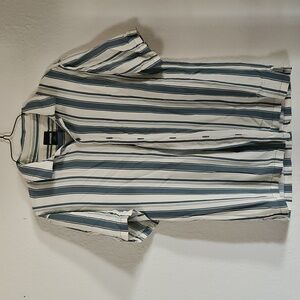 RSQ Blueish green and White Striped Casual Shirt Size Small